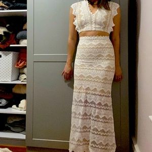 Night Cap Clothing white lace two piece set